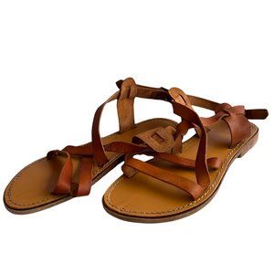 8100 Melrose Brown Strappy Flat Leather Sandal